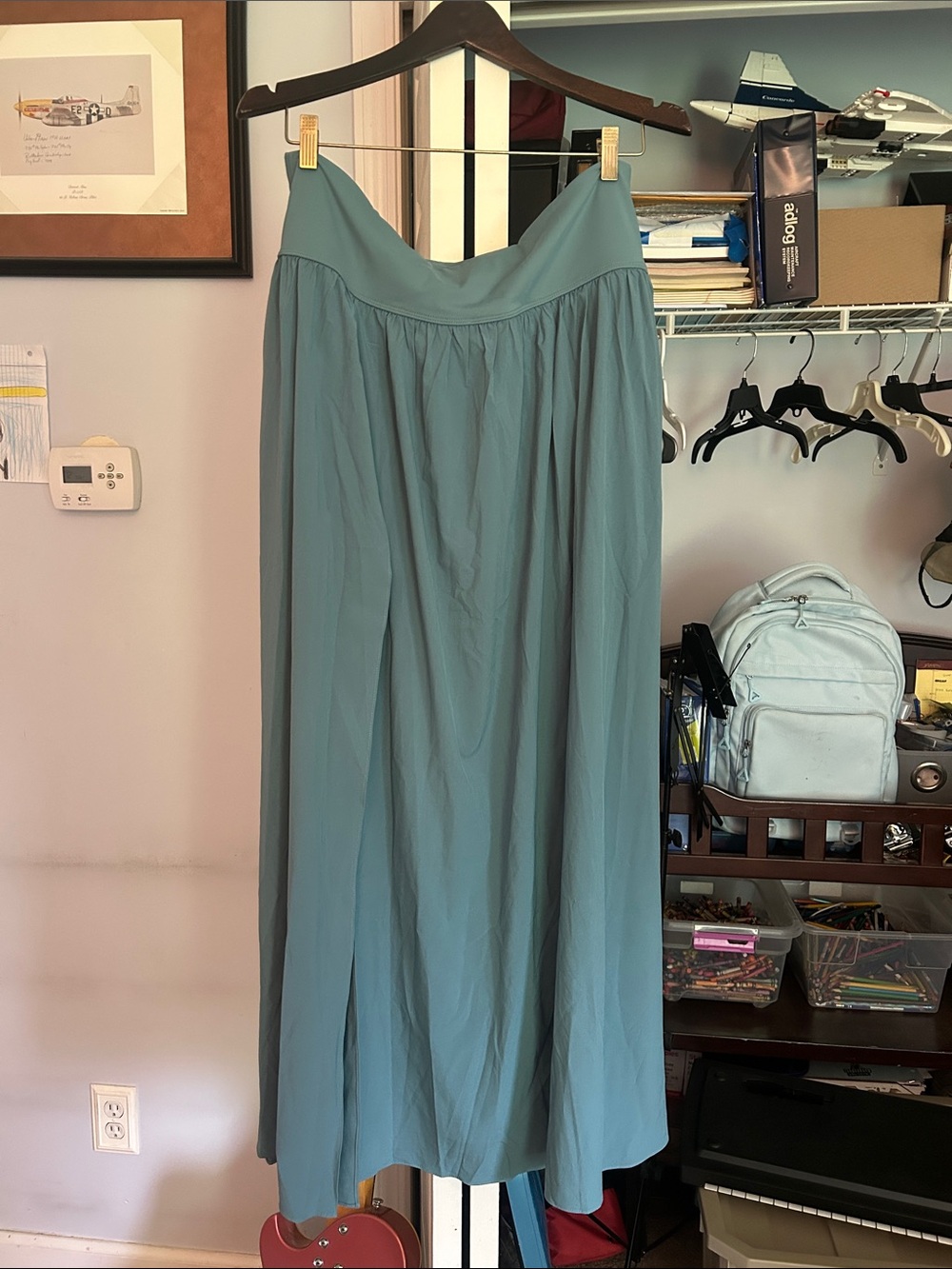 HALARA Teal Maxi Skirt with Wide Waistband